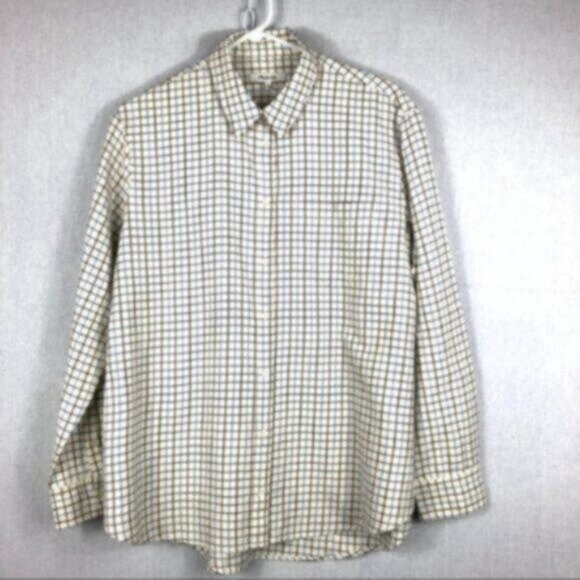 NWT Madewell Plaid Oversize Button Down Classic Casual Comfy Shirt White Medium - Picture 3 of 9
